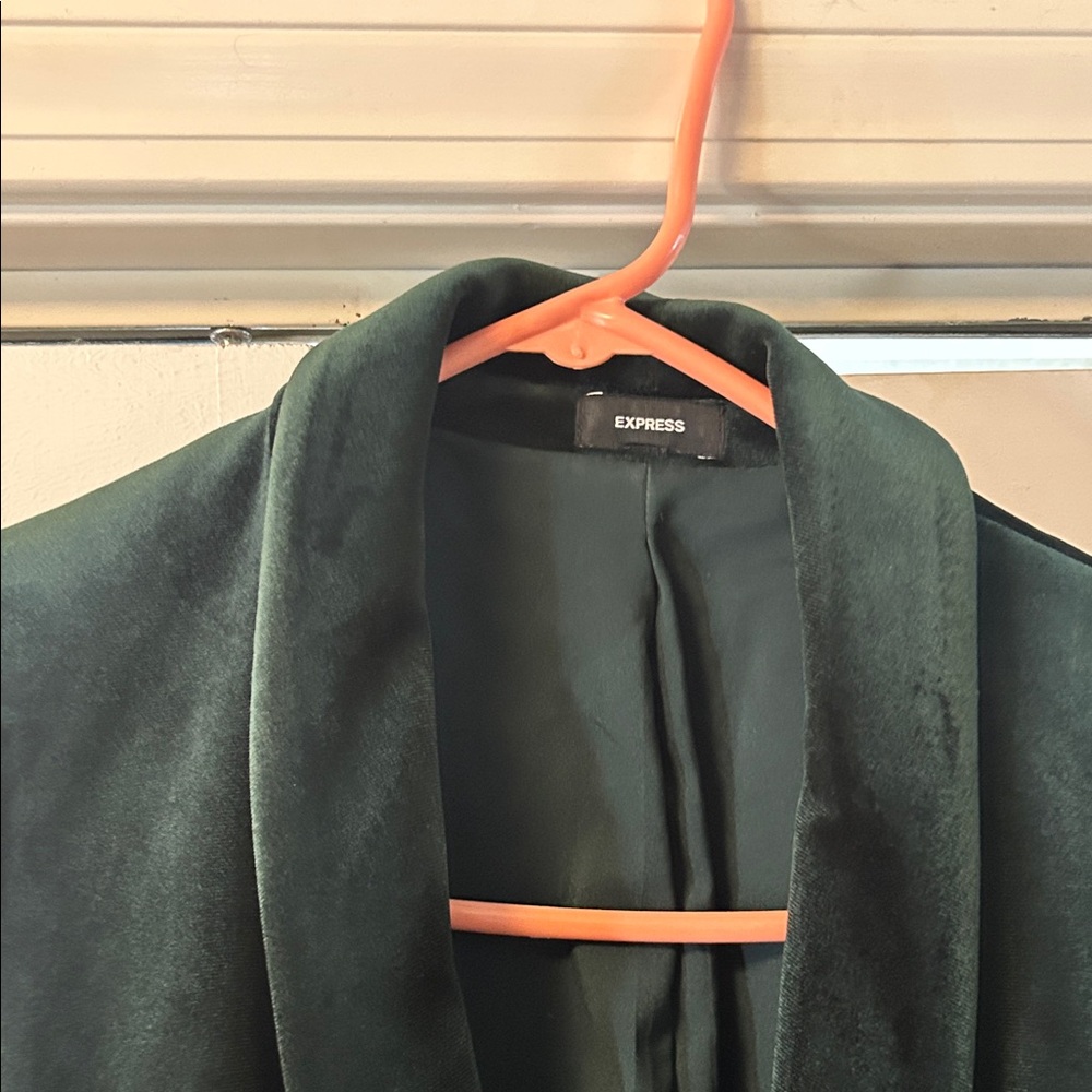 Express Dark Green Velvet Blazer Jacket